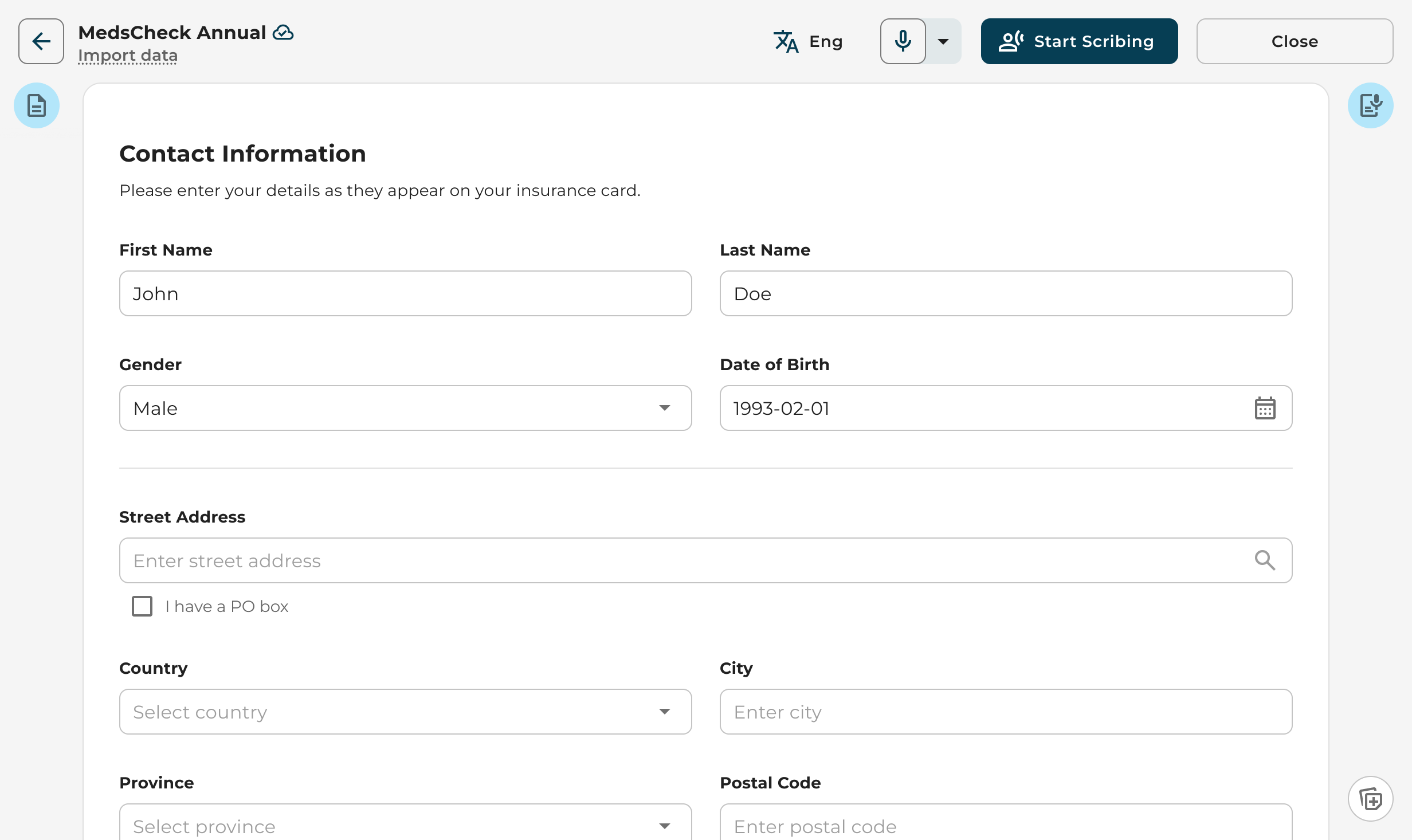Both panels folded: the form takes the full width