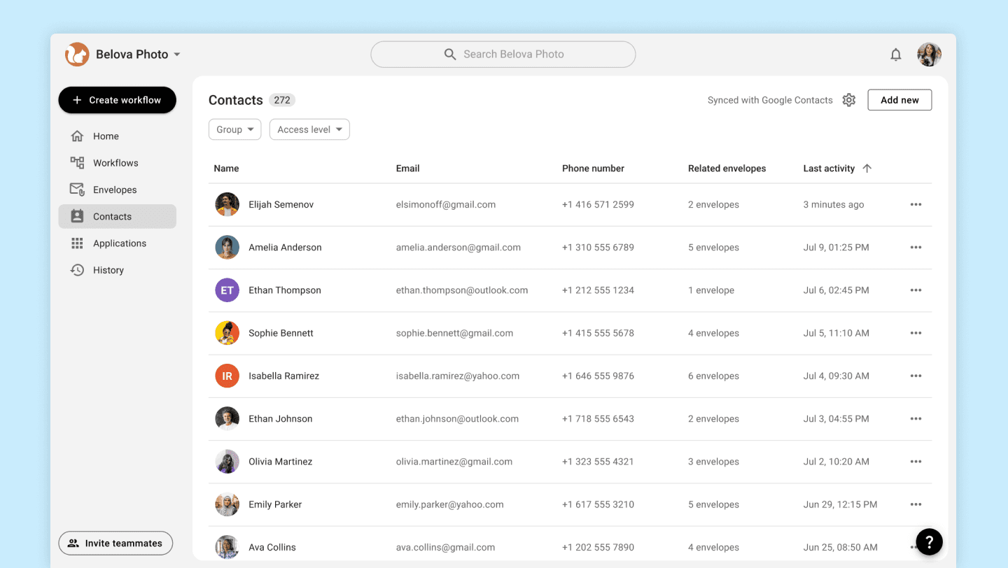 Contact list