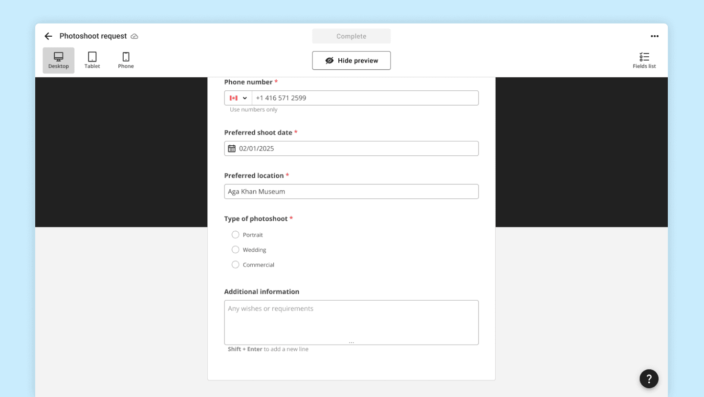 Filling out form fields