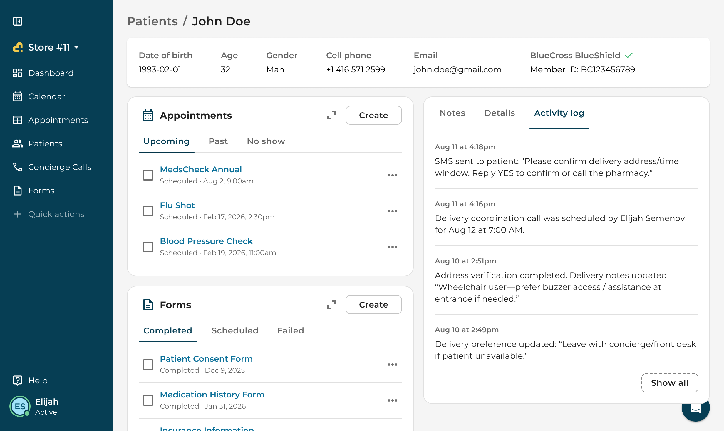 Exploration: an activity log as a tab