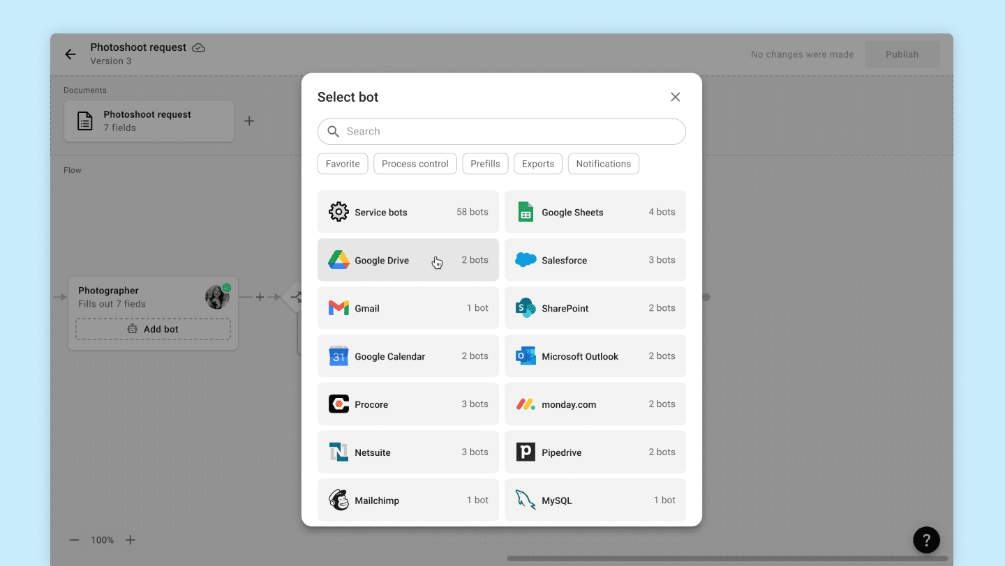 ‘Add bot’ modal window
