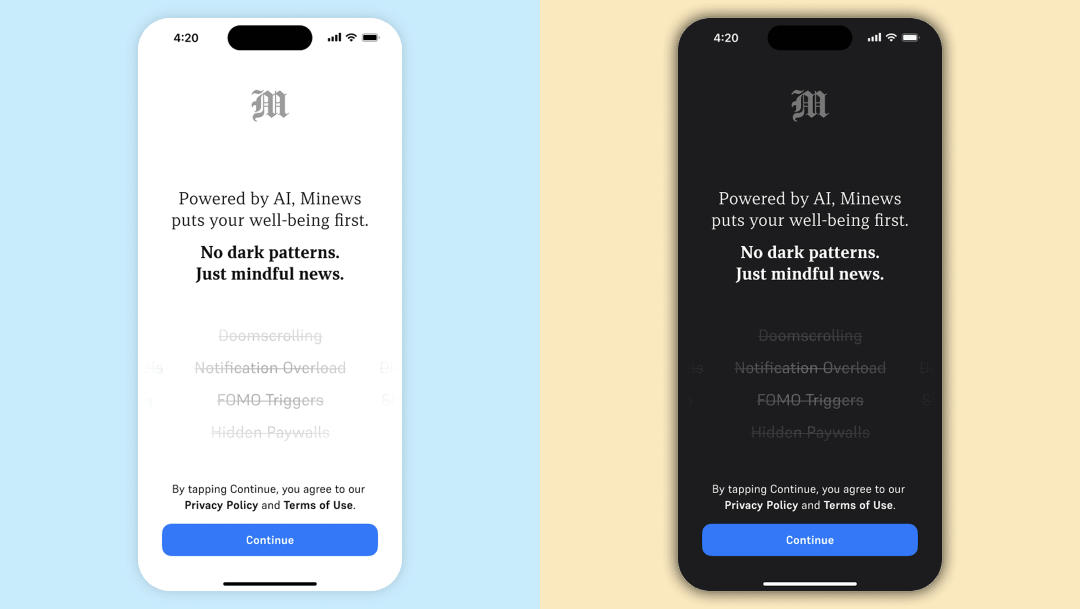 Final screen emphasizing mindful design and user well-being